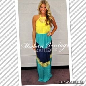 NWOT Color Block Maxi Dress